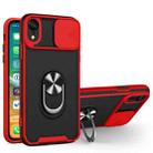 Sliding Camera Cover Design TPU + PC Magnetic Shockproof Case with Ring Holder For iPhone XR(Red) - 1