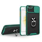 For iPhone SE 2022 / SE 2020 / 7 / 8 Sliding Camera Cover Design TPU + PC Magnetic Shockproof Case with Ring Holder(Deep Green) - 1