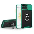 Sliding Camera Cover Design TPU + PC Magnetic Shockproof Case with Ring Holder For iPhone 7 Plus / 8 Plus(Deep Green) - 1