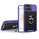 Sliding Camera Cover Design TPU + PC Magnetic Shockproof Case with Ring Holder For iPhone 7 Plus / 8 Plus(Purple) - 1