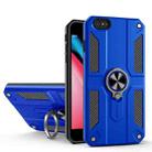 For iPhone 8 / 7 Carbon Fiber Pattern PC + TPU Protective Case with Ring Holder(Dark Blue) - 1