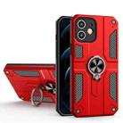 For iPhone 11 Carbon Fiber Pattern PC + TPU Protective Case with Ring Holder (Red) - 1