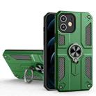 For iPhone 11 Carbon Fiber Pattern PC + TPU Protective Case with Ring Holder (Dark Green) - 1