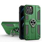 Carbon Fiber Pattern PC + TPU Protective Case with Ring Holder For iPhone 11 Pro(Dark Green) - 1