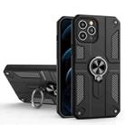 Carbon Fiber Pattern PC + TPU Protective Case with Ring Holder For iPhone 11 Pro Max(Black) - 1