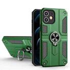 Carbon Fiber Pattern PC + TPU Protective Case with Ring Holder For iPhone 12(Dark Green) - 1
