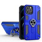 Carbon Fiber Pattern PC + TPU Protective Case with Ring Holder For iPhone 12 Pro(Dark Blue) - 1