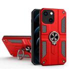 Carbon Fiber Pattern PC + TPU Protective Case with Ring Holder For iPhone 13 mini(Red) - 1