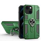 Carbon Fiber Pattern PC + TPU Protective Case with Ring Holder For iPhone 13(Dark Green) - 1