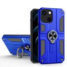 Carbon Fiber Pattern PC + TPU Protective Case with Ring Holder For iPhone 13(Dark Blue) - 1