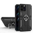 Carbon Fiber Pattern PC + TPU Protective Case with Ring Holder For iPhone 13 Pro(Black) - 1