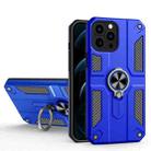 For iPhone 13 Pro Max Carbon Fiber Pattern PC + TPU Protective Case with Ring Holder (Dark Blue) - 1