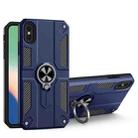 For iPhone X / XS Carbon Fiber Pattern PC + TPU Protective Case with Ring Holder(Sapphire Blue) - 1