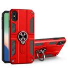 For iPhone X / XS Carbon Fiber Pattern PC + TPU Protective Case with Ring Holder(Red) - 1