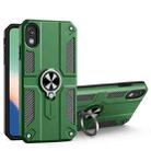 Carbon Fiber Pattern PC + TPU Protective Case with Ring Holder For iPhone XR(Dark Green) - 1