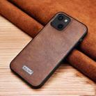 For iPhone 13 SULADA Shockproof TPU + Handmade Leather Protective Case(Brown) - 1