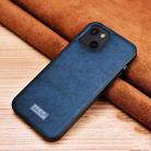 For iPhone 13 SULADA Shockproof TPU + Handmade Leather Protective Case(Blue) - 1