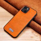 For iPhone 13 SULADA Shockproof TPU + Handmade Leather Protective Case(Orange) - 1