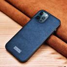 For iPhone 13 Pro SULADA Shockproof TPU + Handmade Leather Protective Case (Blue) - 1