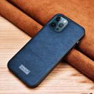For iPhone 13 Pro Max SULADA Shockproof TPU + Handmade Leather Protective Case (Blue) - 1