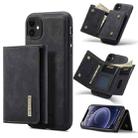 DG.MING M1 Series 3-Fold Multi Card Wallet  Back Cover Shockproof Case with Holder Function For iPhone 11(Black) - 1