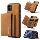 DG.MING M1 Series 3-Fold Multi Card Wallet  Back Cover Shockproof Case with Holder Function For iPhone 11(Brown) - 1