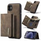 DG.MING M1 Series 3-Fold Multi Card Wallet  Back Cover Shockproof Case with Holder Function For iPhone 11(Coffee) - 1