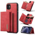 DG.MING M1 Series 3-Fold Multi Card Wallet  Back Cover Shockproof Case with Holder Function For iPhone 11(Red) - 1