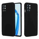 For OnePlus 9R Pure Color Liquid Silicone Shockproof Full Coverage Case(Black) - 1