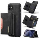 DG.MING M2 Series 3-Fold Multi Card Bag Back Cover Shockproof Case with Wallet & Holder Function For iPhone 11(Black) - 1