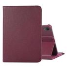 For iPad mini 6 360 Degree Rotation Litchi Texture Flip Leather Tablet Case with Holder(Purple) - 1
