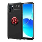 For OPPO Reno6 Z Metal Ring Holder 360 Degree Rotating TPU Case(Black+Red) - 1