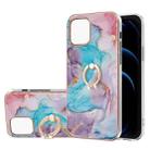 For iPhone 13 mini Electroplating Pattern IMD TPU Shockproof Case with Rhinestone Ring Holder (Milky Way Blue Marble) - 1