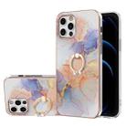 For iPhone 12 Pro Max Electroplating Pattern IMD TPU Shockproof Case with Rhinestone Ring Holder(Milky Way White Marble) - 1