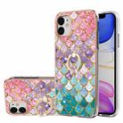 For iPhone 11 Electroplating Pattern IMD TPU Shockproof Case with Rhinestone Ring Holder (Colorful Scales) - 1