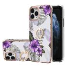 For iPhone 11 Pro Electroplating Pattern IMD TPU Shockproof Case with Rhinestone Ring Holder (Purple Flower) - 1