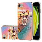 For iPhone SE 2022 / SE 2020 / 8 / 7 Electroplating Pattern IMD TPU Shockproof Case with Rhinestone Ring Holder(Dream Chasing Butterfly) - 1