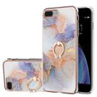 Electroplating Pattern IMD TPU Shockproof Case with Rhinestone Ring Holder For iPhone 8 Plus / 7 Plus(Milky Way White Marble) - 1