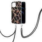 For iPhone 13 Pro Electroplating Splicing Marble Flower Pattern TPU Shockproof Case with Lanyard (Black Flower) - 2