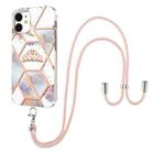 For iPhone 12 mini Electroplating Splicing Marble Flower Pattern TPU Shockproof Case with Lanyard (Imperial Crown) - 1