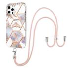 For iPhone 12 / 12 Pro Electroplating Splicing Marble Flower Pattern TPU Shockproof Case with Lanyard(Imperial Crown) - 1