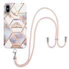 For iPhone X / XS Electroplating Splicing Marble Flower Pattern TPU Shockproof Case with Lanyard(Imperial Crown) - 1