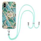 For iPhone X / XS Electroplating Splicing Marble Flower Pattern TPU Shockproof Case with Lanyard(Blue Flower) - 1