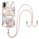 For iPhone XS Max Electroplating Splicing Marble Flower Pattern TPU Shockproof Case with Lanyard(Imperial Crown) - 1