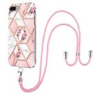 Electroplating Splicing Marble Flower Pattern TPU Shockproof Case with Lanyard For iPhone 8 Plus / 7 Plus(Pink Flower) - 1