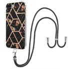 Electroplating Splicing Marble Flower Pattern TPU Shockproof Case with Lanyard For iPhone 8 Plus / 7 Plus(Black Flower) - 1