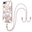 Electroplating Splicing Marble Flower Pattern TPU Shockproof Case with Lanyard For iPhone 8 Plus / 7 Plus(Imperial Crown) - 1