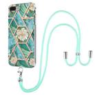 Electroplating Splicing Marble Flower Pattern TPU Shockproof Case with Lanyard For iPhone 8 Plus / 7 Plus(Blue Flower) - 1