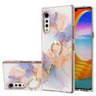 For LG Velvet 4G / Velvet 5G / G9 Electroplating Pattern IMD TPU Shockproof Case with Rhinestone Ring Holder(Milky Way White Marble) - 1