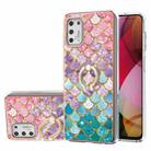 For Motorola Moto G Stylus 2021 Electroplating Pattern IMD TPU Shockproof Case with Rhinestone Ring Holder(Colorful Scales) - 1